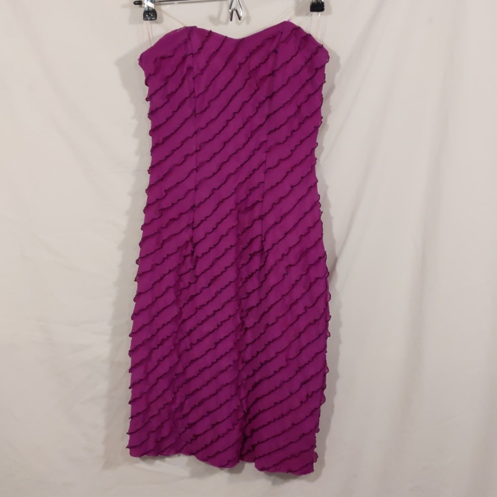 Plum Ruffles Parfait Party Dress strapless
